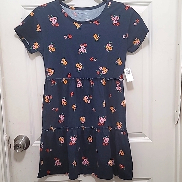 OLD NAVY KIDS BLUE FLOWERS PRINT DRESS SIZE LARGE - Picture 1 of 6